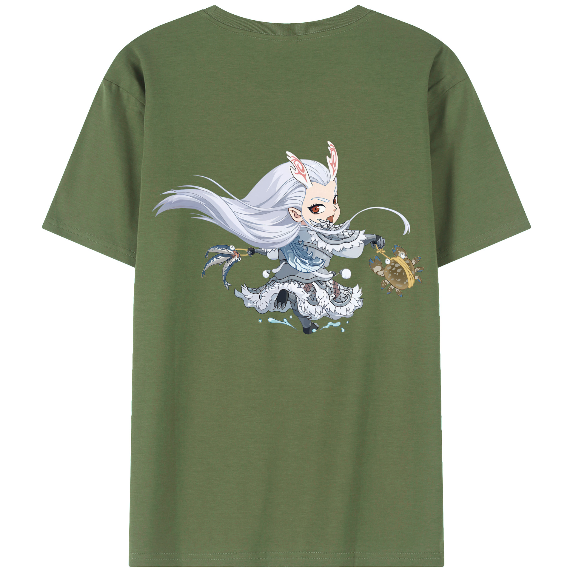 （画像用） Ne Zha 2 ナタ 魔童の大暴れ 綿100％ メンズ半袖Tシャツ（バックプリント） 通気性